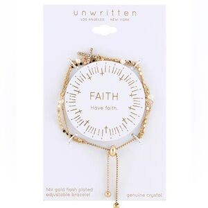 Unwritten 14K Gold Plated Gray Fresh Water Pearl Crystal Cross Double Bracelet